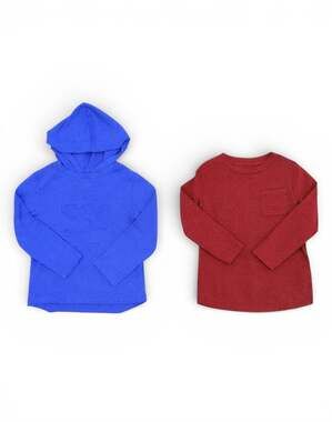 Cat & Jack Toddler Boys Blue Dinosaur Embossed Hoodie and Maroon Pocket Tee Set